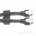 HDMI-A Male to HDMI-A Male Cable Assemblies, Gold-plated, Dual Type